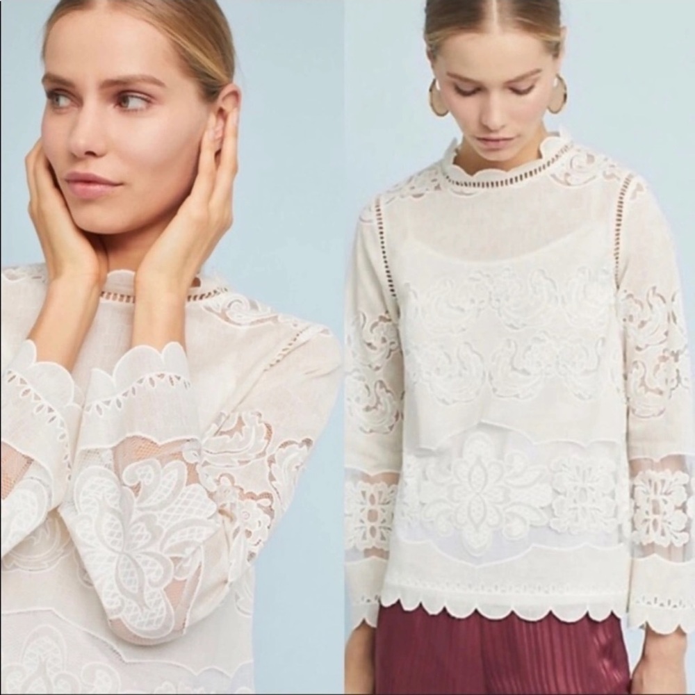 Anthropologie James Coviello Alice Lace Blouse